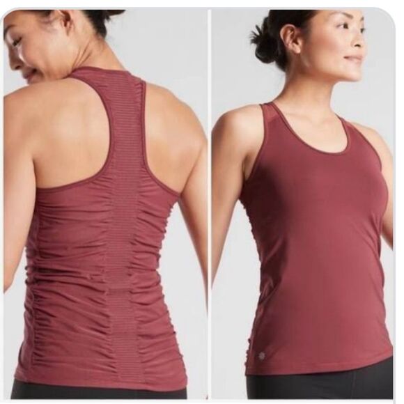 Athleta Bakasana racerback tank top, mauve dusty rose, sheer vents, XS - Picture 4 of 8
